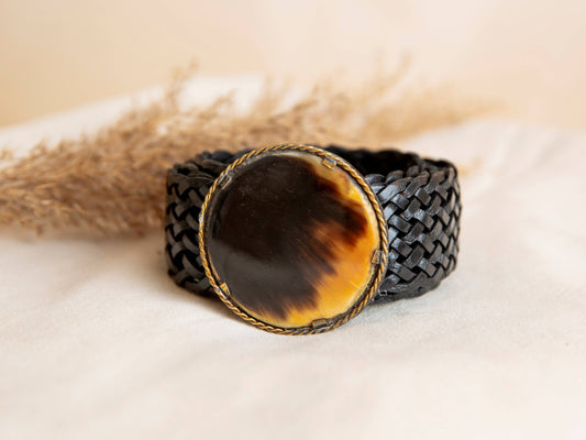 PLUTON WIDE BLACK LEATHER BELT