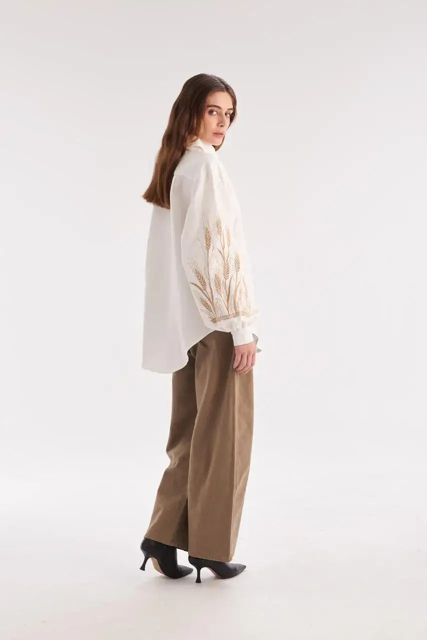 Women's Embroidered Blouse Of Cotton Yara White