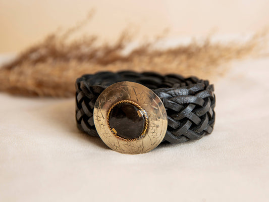 NEPTUNE NARROW BLACK LEATHER BELT