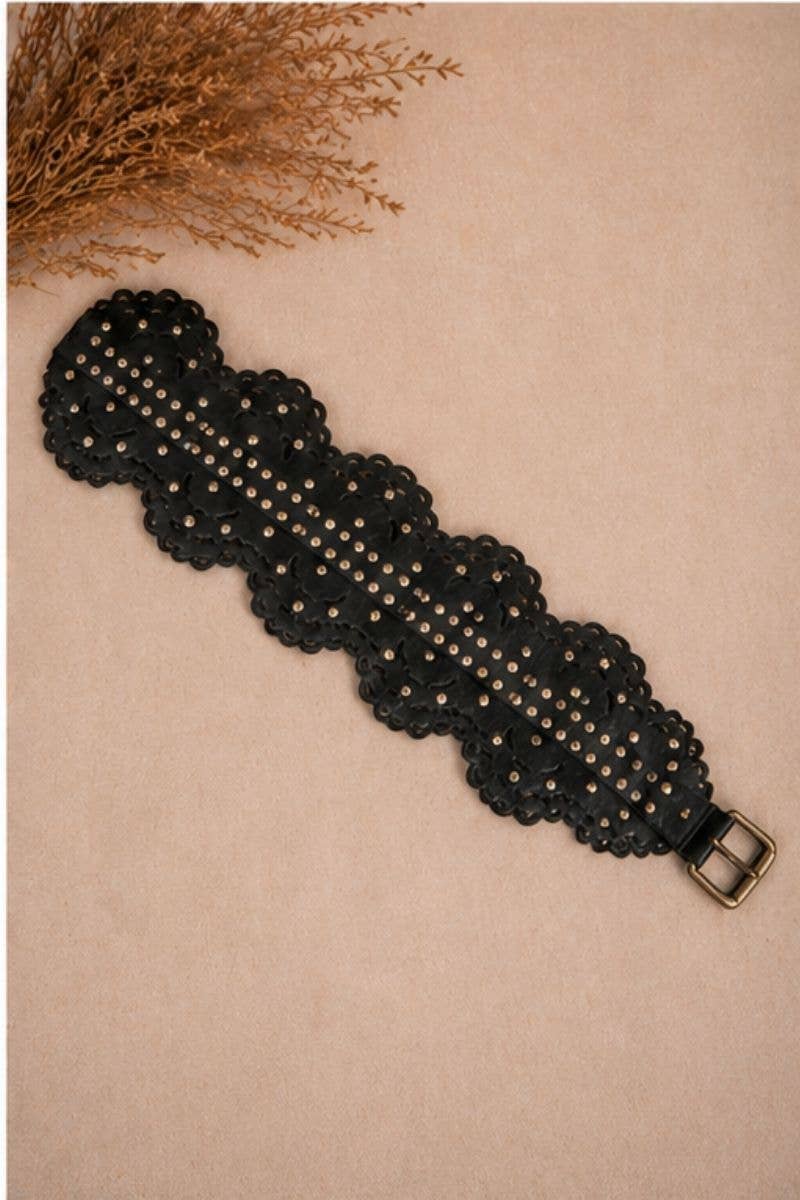 Ares Black Leather Sash Belt