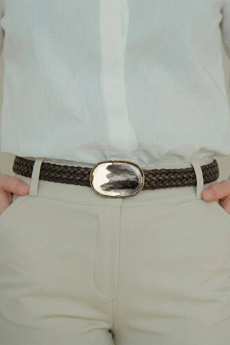 VENUS NARROW BLACK LEATHER BELT