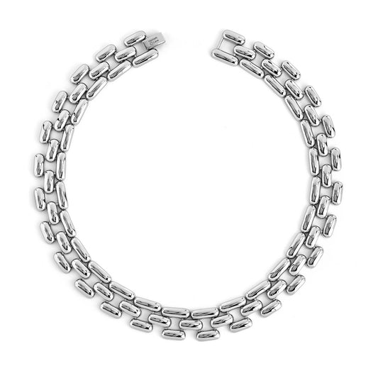 Silver Square Link Necklace