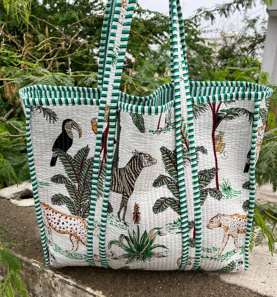 Animal Printed Tote Daily Carry Bag Quilted Women Cotton Bag