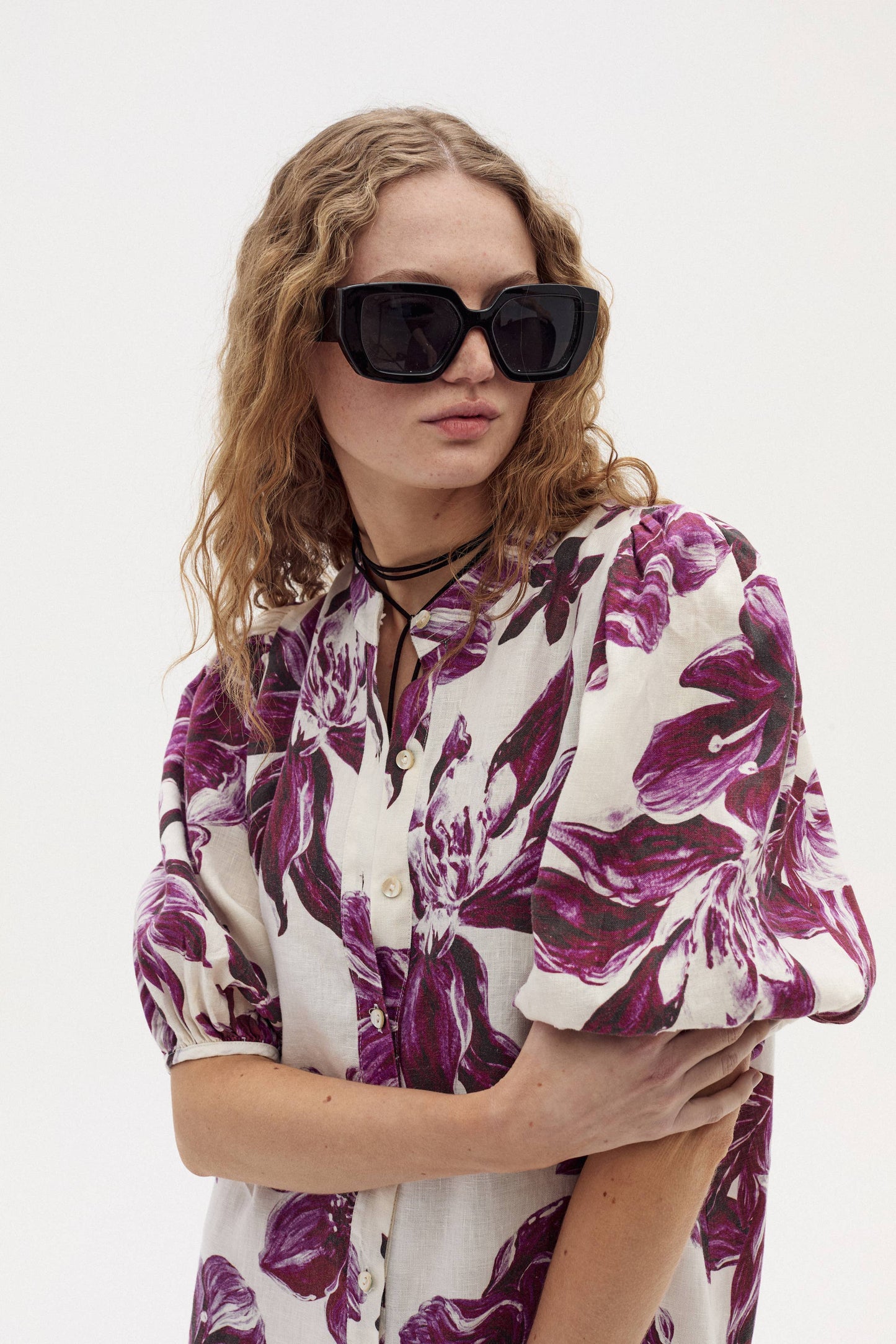 Carmela Linen Dress - La Fleur Print
