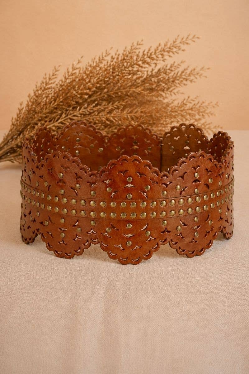 ARES LEATHER SASH BELT LIGHT BROWN